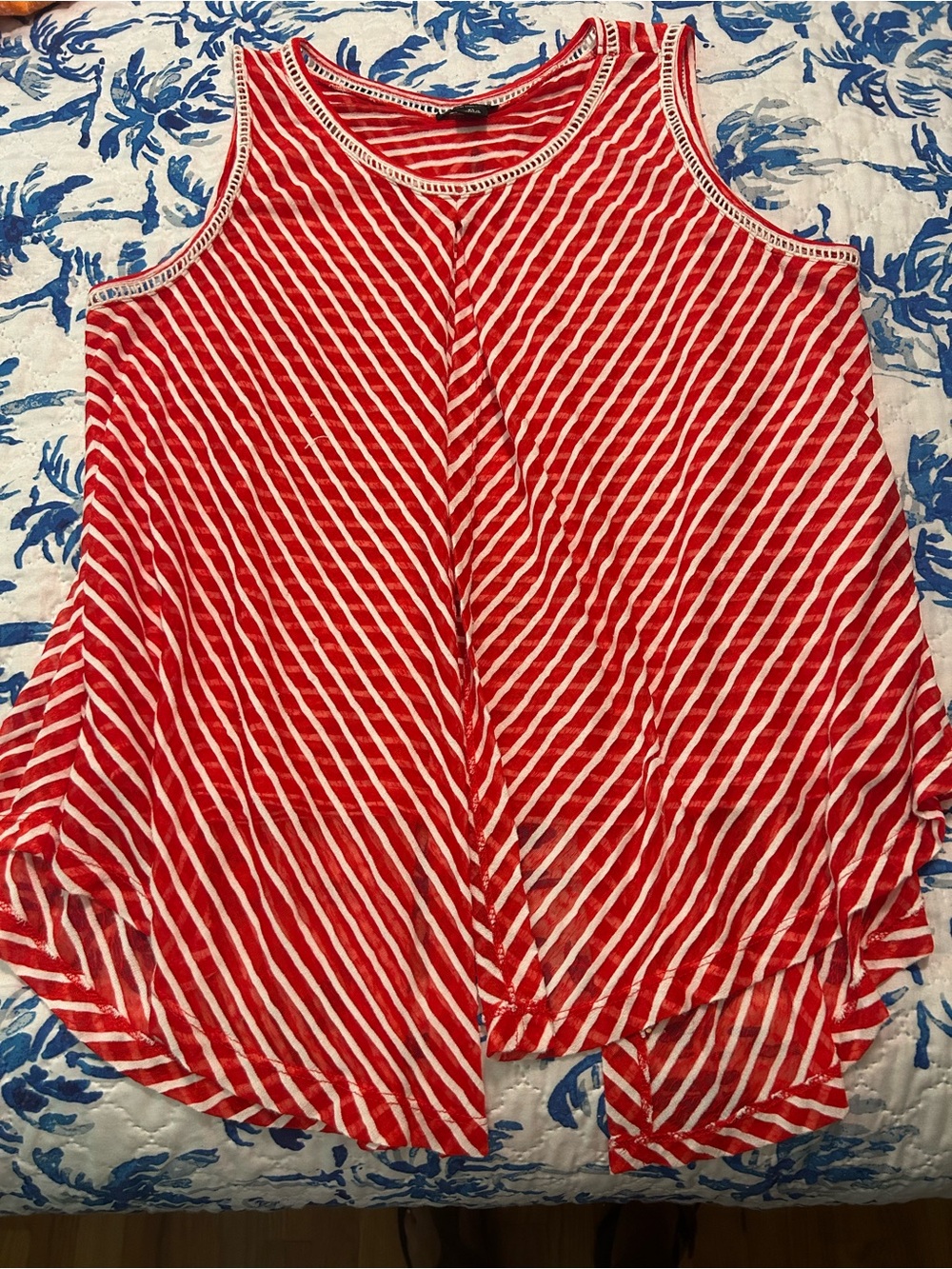 new directions Red & White Diagonal Stripe Tank Top